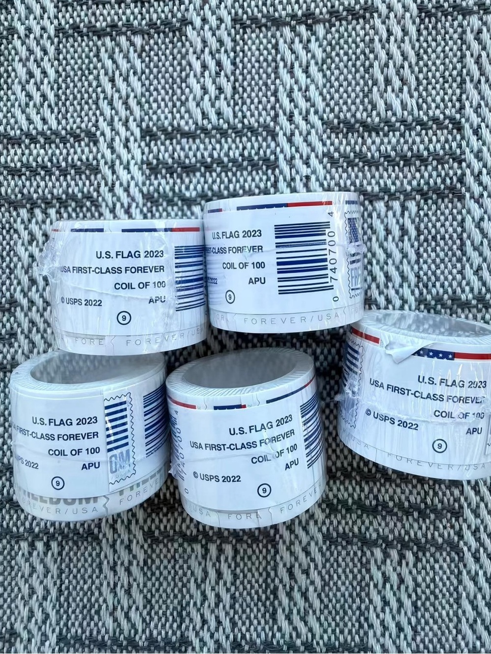 U.S. Flag Forever Stamps Coil - White/Red/Blue 5 Rolls